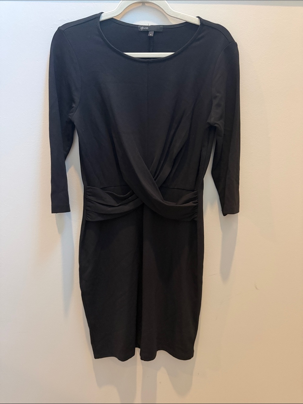 Gibson Black Long Sleeve Twist-Front Sheath Dress Sz S